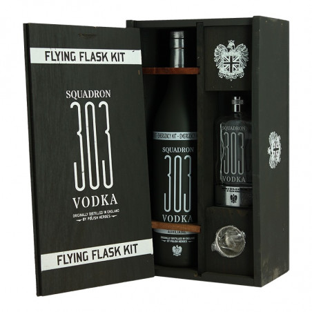 Vodka SQUADRON 303 Flying Flask Kit Flask Gift Box + 2 Shooters