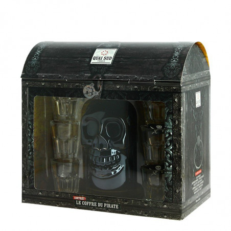 The Chest of PIRATE Punch Cinnamon Vanilla Banana Bottle Skull + 6 Shooters by Quai Sud
