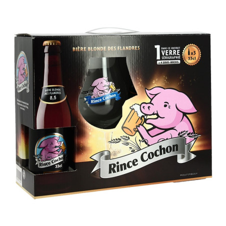 COFFRET RINCE COCHON BLD 3X33CL + 1V