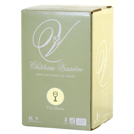 Château de VESSIERES Boxed White Wine 5 Liters Costières de Nîmes Organic Wine