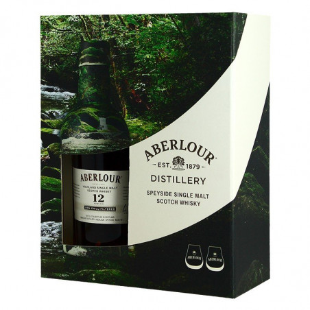 Box ABERLOUR 12 years Un-chillfiltered Speyside Whiskey + 2 glasses