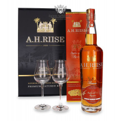 Gift Box Rum AH Riise Ambre d'OR Old Rum Traditional XO 70 cl + 2 Glasses