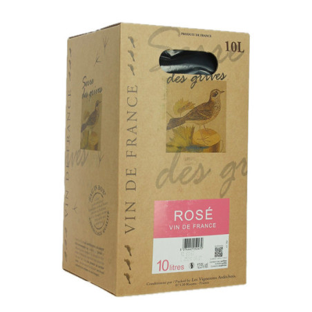 Serre des GRIVES Rosé by les VIGNERONS ARDECHOIS Bag in A Box Wine 10 Liters Serre des GRIVES Rosé by les VIGNERONS ARDECHOIS Bag in A Box Wine 10 Liters
