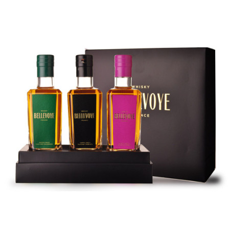 Bellevoye French Whisky Gift Set: 3 x 20 cl GREEN-PLUM-BLACK
