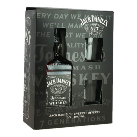 JACK DANIEL'S OLD N°7 Tennessee Whiskey  70 cl Gift Set + 2 Glasses