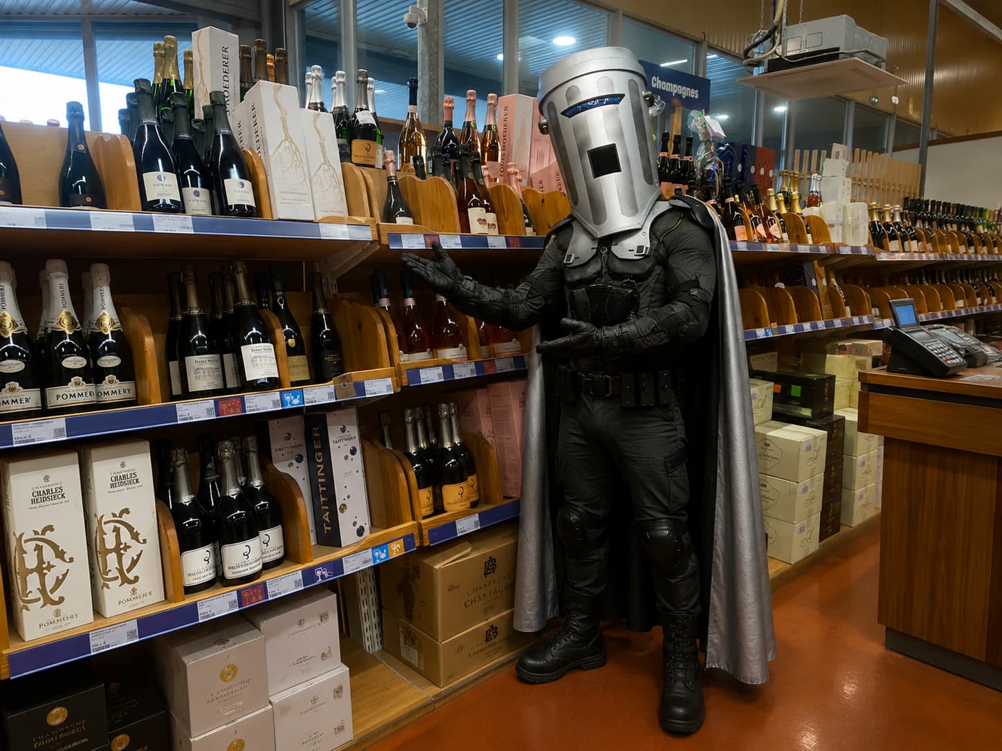 Count Binface comparing Veuve Clicquot Champagne prices at Calais Vins