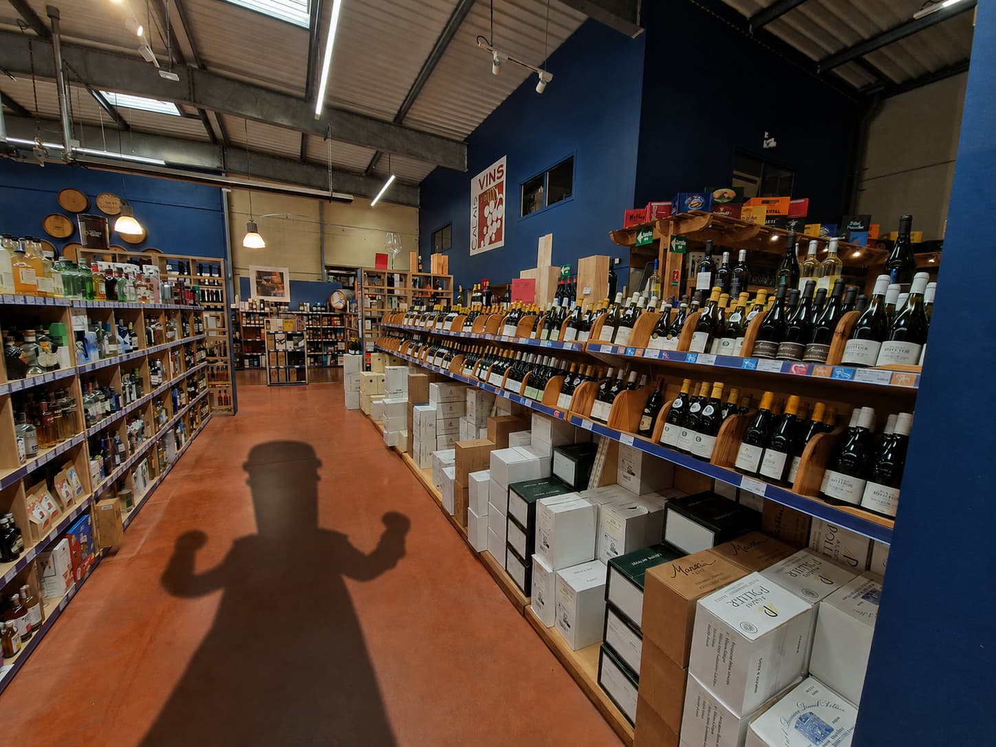 Mysterious shadow resembling Count Binface's helmet inside a Calais wine shop