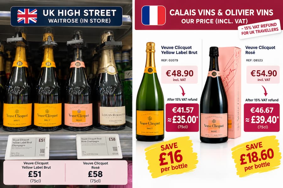Veuve Clicquot Rosé on the shelf at Waitrose London priced at £58