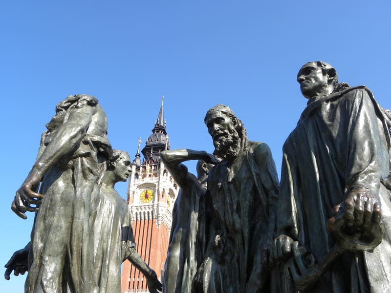 Rodin's sculpture The Burghers of Calais in front of the Town Hall